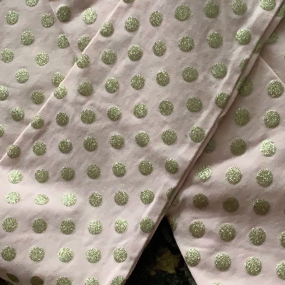 ISAAC MIZRAHI Leggins pink polka dotted size 8 gold shiny sparkled dots … - Picture 4 of 8